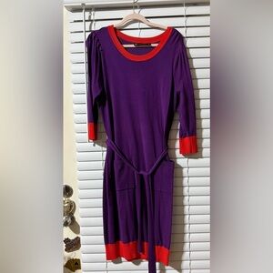New York & Company Red and Purple Sweater Dress